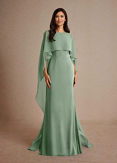 Azazie Milfred Mère de la mariée Robes Robe Fourreau en Satin extensible Col de bateau Matcha image5