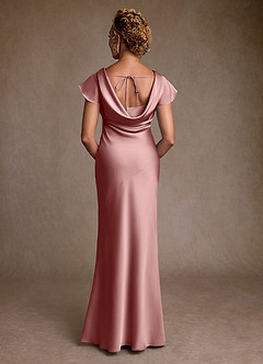 Azazie Shelby Final Sale Dusty Rose Mermaid Pleated Stretch Satin Dress image2