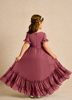 Azazie Kass Blumenmädchenkleider A-Linie Plissee Chiffon Kleid Merlot image3