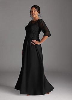 Azazie Mirielle vestidos de madre de la novia Vestido de Negro de Gasa de Corte En A con Encaje Scoop image10