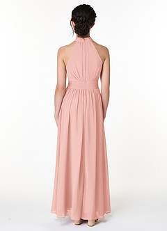 Azazie Iman Junior A-Linie Plissee Chiffon Kleid Rosettenrosa image2