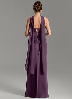 Azazie Nicki Bridesmaid Dresses Plum Sheath Corset Stretch Satin Dress image5