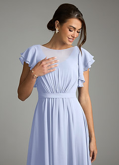 Azazie Daphne vestidos de dama de honor modestos Vestido de Corte en A Volantes Hasta el suelo Gasa image5