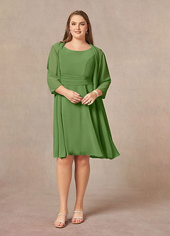 Azazie Shirley Mother of the Bride Dresses Basil A-Line Scoop Pleated Chiffon Dress image8