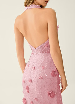 Blairsofire Pink 3D Flower Beading Sequin Embroidery Mesh Prom Dress image7