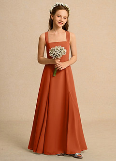 Azazie Tater Girls Formal Flower Girl Dresses Burnt Orange A-Line Pleated Chiffon Dress image4
