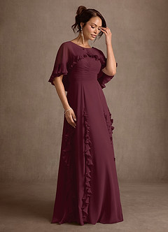 Azazie Darla Mother of the Bride Dresses Cabernet A-Line Ruched Chiffon Dress image5