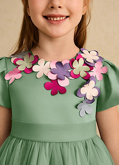 Azazie Janna Flower Girl Klänningar Klänning A-Line i Matt satäng med ärmar image5