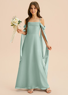 Azazie Moana Junior A-Linie Plissee Chiffon Kleid Agave image4