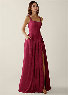 Megan Merlot Lace A-line Prom Dress image4