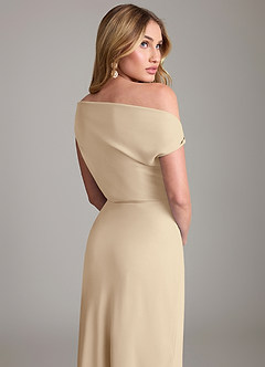 Azazie Emerson Brudtärnklänningar Klä av Tubklänning i Chiffong Av axeln Champagne image3