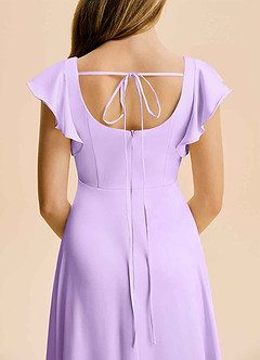 Azazie Bondi Junior Vestido de Lila de Satén Elástico de Corte en A con Corte Lateral image6