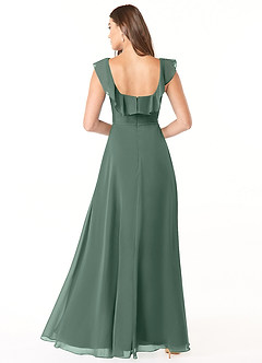 Azazie Jinny Brautjungfernkleider A-Linie Quadratischer Ausschnitt Gerüscht Chiffon Kleid Seemoos image3