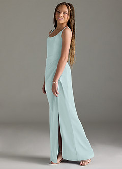 Azazie Mero Junior Sea Glass Mermaid Pleated Stretch Satin Dress image4