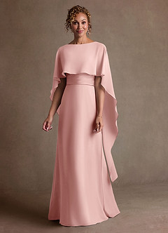 Azazie Marilla Mère de la mariée Robes Robe Trapèze en Mousseline de soie Plissée Rose Poudré image4