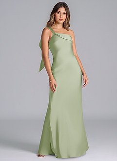 Azazie Driea Robes de demoiselle d'honneur Robe Sirène en Satin extensible Ue épaule Vert Sauge image7