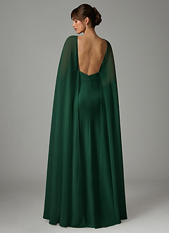 Azazie Stefania Abiti da Damigella Abito A-Line in Raso Elasticizzato Verde Scuro image4