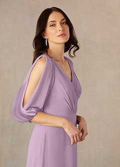 Azazie Bronwyn Mother of the Bride Dresses Wisteria A-Line V-Neck Ruched Chiffon Dress image3