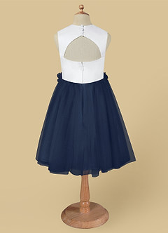Azazie Loulou Flower Girl Dresses Diamond White Dark Navy A-Line Sleeveless Tulle Dress image7