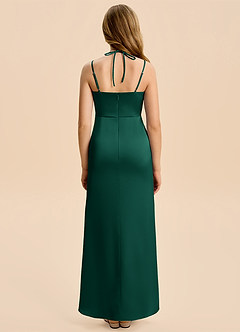 Azazie Nova Junior Emerald Sheath Pleated Stretch Satin Dress image2