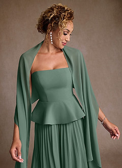 Azazie Josabeth Final Sale Eucalyptus A-Line Pleated Chiffon Dress image7