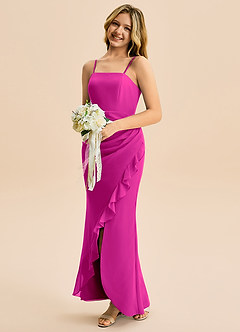 Azazie Buzzy Junior Robe Fourreau en Mousseline de soie Plissée Fuchsia image3