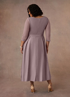 Azazie Maritza Kleider für die Brautmutter A-Linie Plissee Matte Satin Kleid Dämmerung image3