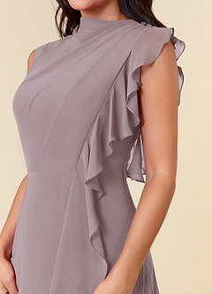 Azazie Narine Mother of the Bride Dresses Dusk A-Line High Neckline Pleated Chiffon Dress image8