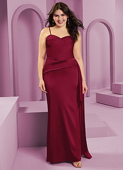 Barbie ♥ Azazie Bridesmaid Dresses Burgundy Sheath Strapless Stretch Satin Convertible Dress image11