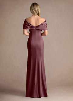 Azazie Auberdeen Mother of the Bride Dresses Sangria Mermaid Pleated Stretch Satin Dress image3