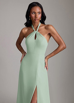 Azazie Tracie Bridesmaid Dresses Agave A-Line Pleated Chiffon Dress image6