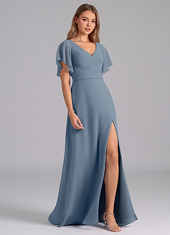 Azazie Ambrosia Bridesmaid Dresses Twilight A-Line Pleated Chiffon Dress image5