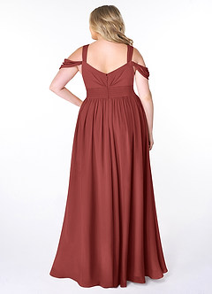 Azazie Lianne Bridesmaid Dresses Terracotta A-Line Off the Shoulder Chiffon Dress image8