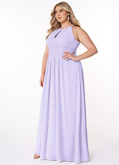 Azazie Bonnie Bridesmaid Dresses Lilac A-Line Keyhole Ruched Chiffon Dress image8