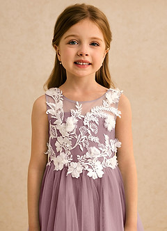 Azazie Mixie Jurken voor bloemenmeisjes Baljurk Jurk van Kant Stoffige Roos image7