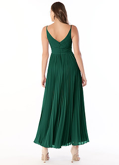 Azazie Raychelle Bridesmaid Dresses Emerald A-Line V-Neck Chiffon Dress image2