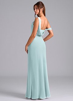 Azazie Madelyn Jurken voor bruidsmeisjes Converteerbaar Jurk van Chiffon met Zeemeermin One-Shoulder De Nevel image6