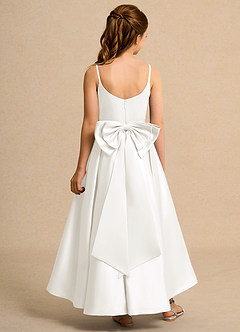 Azazie Sweets Girl Jurken voor bloemenmeisjes A-Lijn Jurk van Mat Satijn Geplooid Ivoor image2