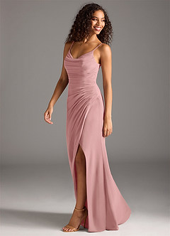 Azazie Deandra Bridesmaid Dresses Dusty Rose Mermaid Pleated Chiffon Dress image3