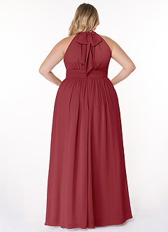 Azazie Iman Bridesmaid Dresses Pomegranate A-Line A-Line Ruched Chiffon Dress image9