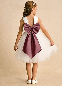 Azazie Dimple Abiti da Ragazza di Fiori Abito Principessa in Tulle Pizzo Avorio Rosa Del Deserto image1