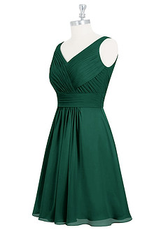Azazie Grace Bridesmaid Dresses Emerald A-Line Pleated Chiffon Dress image9