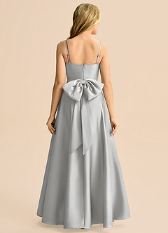 Azazie Rumi Junior Silver A-Line Pleated Stretch Satin Dress image2