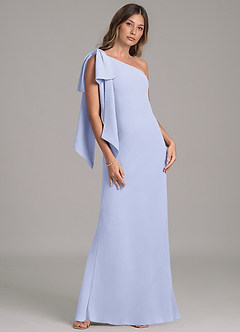 Azazie Capri Bridesmaid Dresses Lavender A-Line One Shoulder Chiffon Dress image4