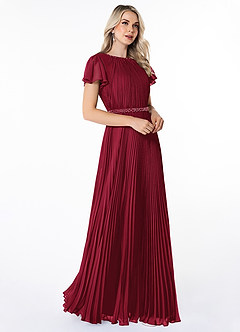 Azazie Kara Modest brudtärna klänningar Klänning A-Line Plisserad Golvlängd Chiffong image3