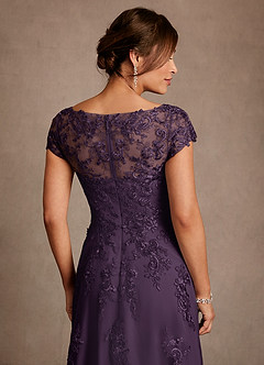 Azazie Jalinda Mother of the Bride Dresses Plum A-Line Lace Chiffon Dress image6