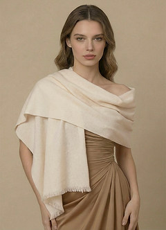 front Kasjmier sjaal met gerafelde rand