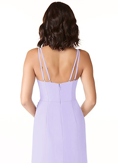 Azazie Leo Bridesmaid Dresses Lilac Mermaid V-Neck Pleated Chiffon Dress image6