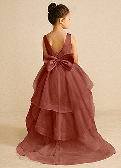 Azazie Pumpkin Blumenmädchenkleider A-Linie Cabrio Tüll Kleid Rotbraun image1