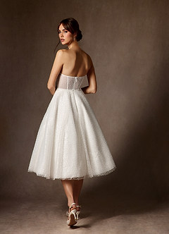 Azazie Nicolette Vestidos de novia Vestido de Diamante Blanco de Cuentas de Corte en A con Sin tirantes image7